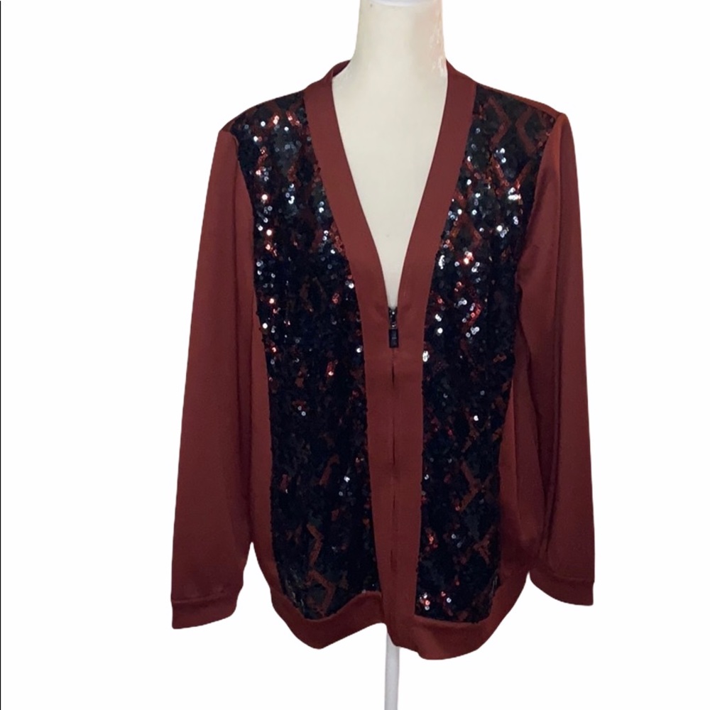 Bob Mackie Wearable Art front zip sequined Jacket